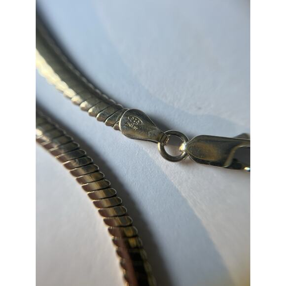 Milor Vintage 925 Sterling Silver Gold-toned Snake Choker Necklace 18” Italy 4mm - Picture 6 of 8